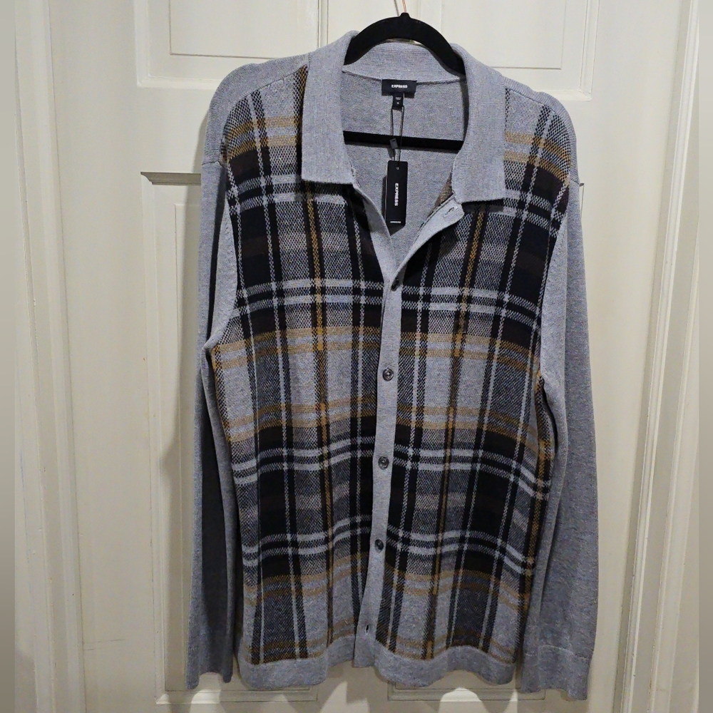 Express long sleeve button up sweater XL
